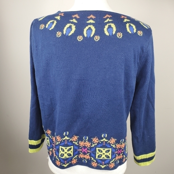 Anthropologie HWR Blue Cropped Sweater Embroidered - Picture 10 of 12